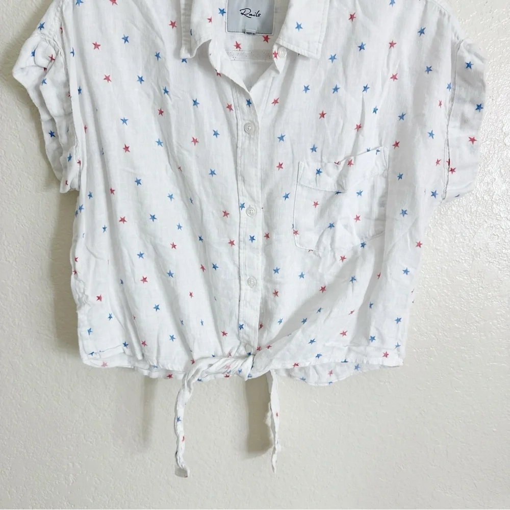 Rails Amelie Tie Front Shirt white size M - Picture 8 of 12